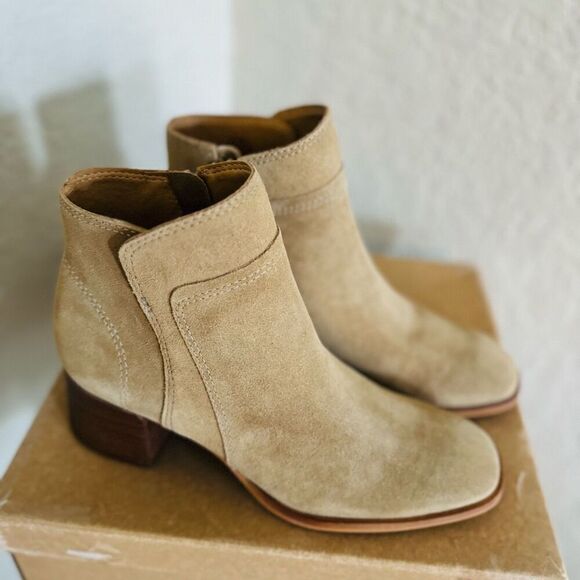 Lucky‎ Brand Lilka Suede Bootie, Block Heel Size 7, Dune Light Brown, NWT - Picture 11 of 14